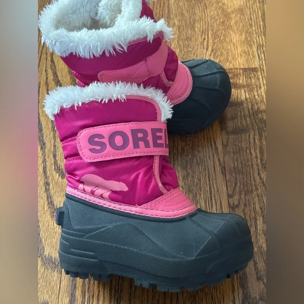 Sorel Pink Faux Fur Lined Snow Boots Waterproof Insulated Cozycore Winter Size 8